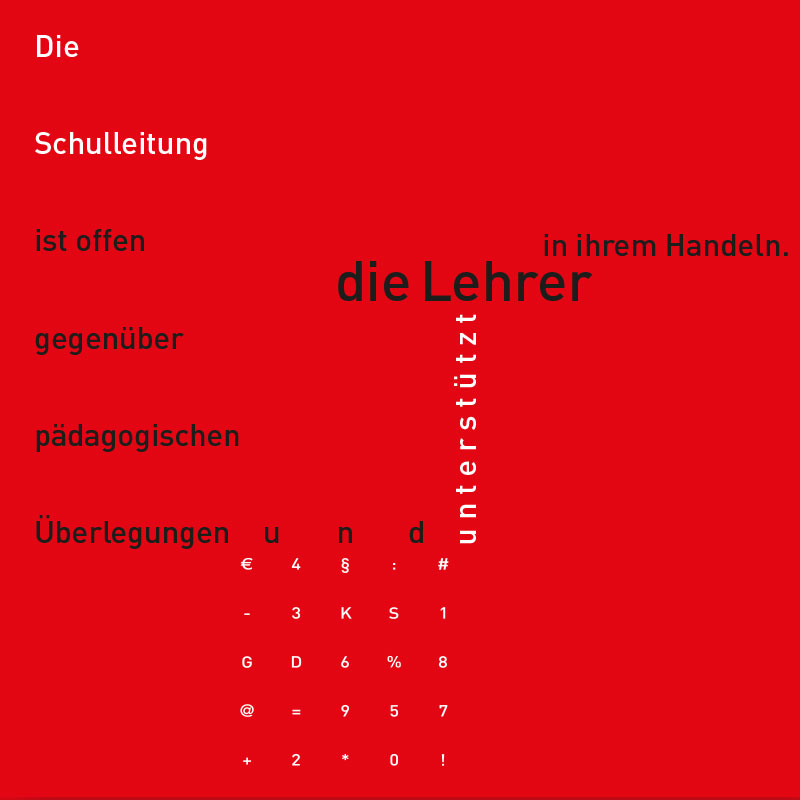 Die Schulleitung ist offen gegenüber pädagogischen Überlegungen und unterstützt die Lehrer in ihrem Handeln